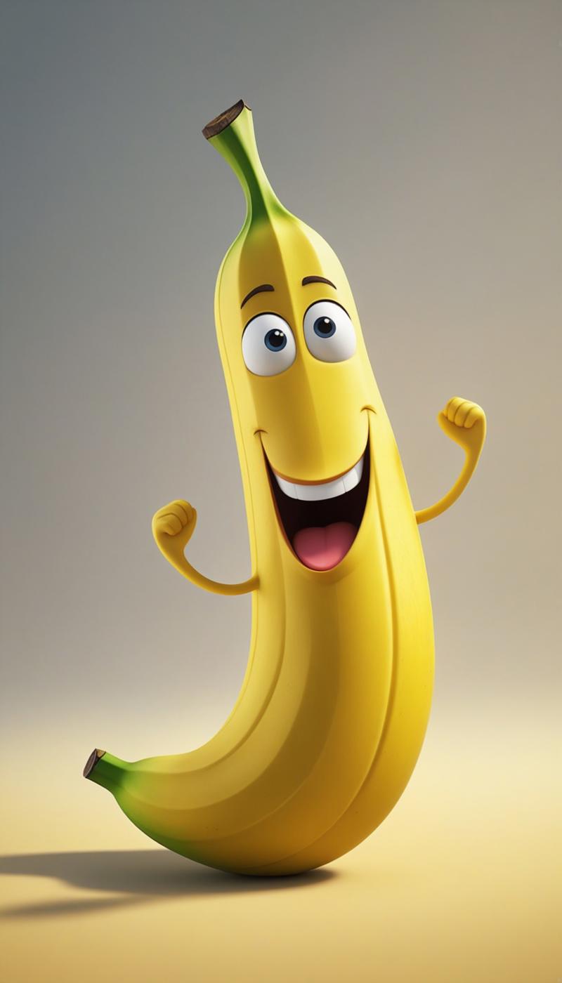 a happy cartoon banana fruit, Pixar Style, perfect composition, 8k artistic photography, photorealis XL 0.jpg